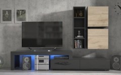 Σύνθετο σαλονιού MILANO 235 -280 Μαύρο -χρώμα δρυός WOTAN  Σύνθετο σαλονιού MILANO 235 -280 Μαύρο -χρώμα δρυός WOTAN